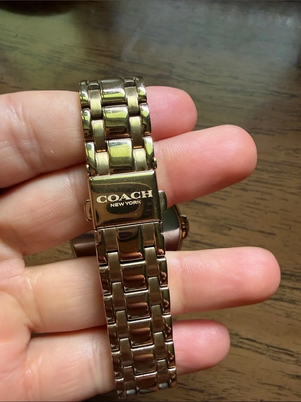 Coach Gold-Tone Bracelet Watch with White Dial